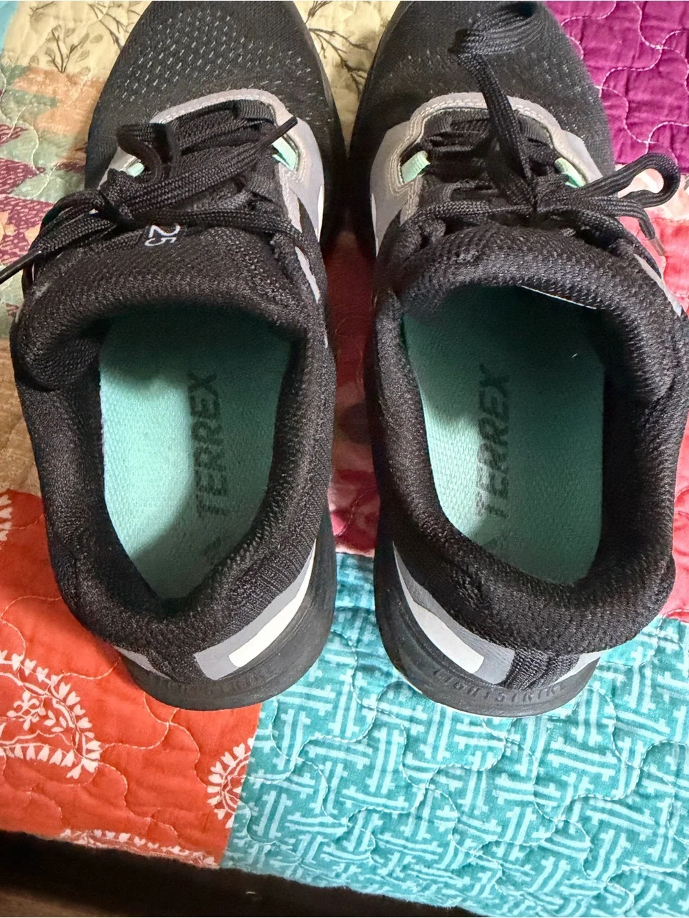 Womens Adidas black and mint sneakers.  size 9